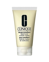 Treat hands to 12-hour hydration and soothing comfort. Rich, restorative cream strengthens skin's moisture barrier against environmental stressors. Even boosts skin's ability to retain moisture, so hands look and feel smoother. Conditions cuticles and nails. Use daily, as needed. Oil-free formula absorbs quickly. 2.6 oz.