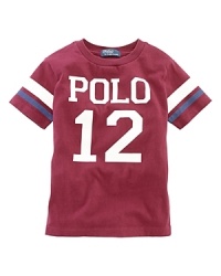 A Polo Graphic Tee is rendered in soft cotton for a classic look.