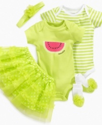 The total package. Complete her look with matching socks and headband from Baby Starters for style that doesn't stop.