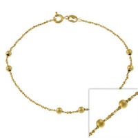 14k Gold Filled Italian Diamond Cut Twisted Serpentine Beaded Chain Bracelet