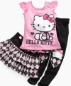 Hello Kitty keeps her comfy in these cute leggings, with dainty argyle prints at the knees for an extra adorable look.