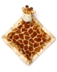 Perfect for playtime or naptime alike, this adorable plush blanket features a giraffe pattern and giraffe head at the corner.