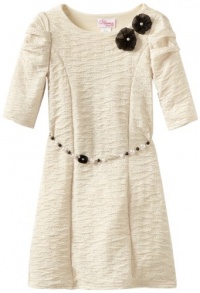 Bloome Girls 7-16 Knit Dress with Belt, Ivory, 14