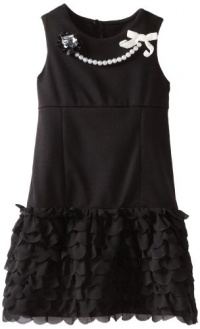 Bloome Girls 7-16 Knit Dress With Pearl Necklace, Black, 10