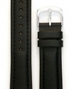 Men's Genuine Italian Leather Watchband Chronograph Style Black 22mm Long Watch Band