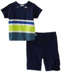 Splendid Littles Baby-boys Infant Block Stripe Tee And Short Set, Flippers, 18-24 Months