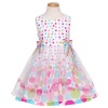 Bonnie Jean Pink Multi Color Dot Birthday Sheer Dress Girl 12M-6X