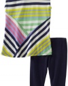 Splendid Littles Girls 2-6X Toddler Tropical Stripe Top And Legging Set, Sun Kissed, 3T