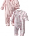 Little Me Baby-Girls Newborn Blooming 2 Pack Footie, White/Pink, 6 Months