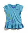 adidas Girls 2-6X Short Sleeve Dance Tunic Top, Bluebird, 3T