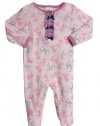 Absorba Newborn Girls (0-9 months) 1 pc pink & navy bows footed layette set