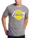 NBA Men's Los Angeles Lakers Originals Court Series Big Stripes Tri-Blend Short Sleeve Jersey Tee (Grey Heathered, Large)