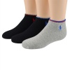 Polo Ralph Lauren boys Double Stripe no show socks black/grey 3pairs - 9-11 (shoe size 4-10)