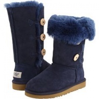 Ugg Australia Bailey Button Triplet Kids Boots Style# 1962 (4 Big Kids US, Navy Blue)