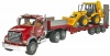 Bruder Mack Granite Flatbed Truck with JCB Loader Backhoe