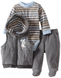 Kids Headquarters Baby-Boys Newborn Vest With Pants And Stripes Bodysuit, Silver, 3-6 Months