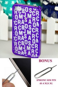 MARC JACOBS 4myphones by Dark Purple C5 Stardust Logo Snap Linear Logo Chinchilla Multi Estate Multi iPhone 4/4S Hard Case - Birch Coral Multi 4 for AT&T VERIZON SPRINT and Screen Protector