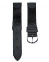 19mm Black Leather & Nylon Watch Band Fits Men's Victorinox Swiss Army Original Watch 24220, 24221 & 24378