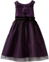 Bloome Girls 7-16 Flocked Special Occasion Dress, Purple, 7