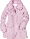 Jessica Simpson Coats Girls 7-16 Long Quilted Cinch Waist Jacket, Pink, X-Large