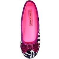 White Zebra Betsey Johnson Vicky Loves Velvet Ballet Slippers