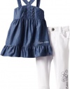 Calvin Klein Baby-Girls Infant Tunic with Pants, Blue, 24 Months