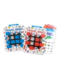 BINGO on the go! Choose an appropriate theme among the eight provided, slide a card into each game boards and pay attention to the passing scenery! Includes two game boards and four double-sided game cards. There are no loose pieces and everything stores conveniently in the board. Great for travel!