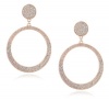 Jessica Simpson Rose Gold Tone Pave Drop Hoop Earrings