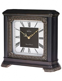 Moraine Chimes 12 1/2 Wide Black Walnut Bulova Mantel Clock