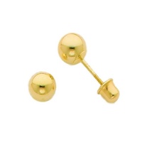 14K Yellow Gold 4mm Ball Stud Earrings with screw-back for Baby and Children