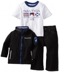 Nautica Sportswear Kids Baby-boys Infant Mesh Jacket Set, Deep Black, 18 Months