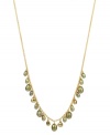 Let it glow. Pretty green-hued cultured freshwater pearls (5-9 mm) combine with glittering pyrite (4-3/4 ct. t.w.) for a luminous look on this 18k gold over sterling silver necklace. Approximate length: 17 inches.