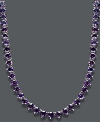 Add color to your neckline with the most regal hue. Round-cut amethysts (30 ct. t.w.) shimmer in this stunning collar necklace. Crafted in sterling silver. Approximate length: 17 inches.