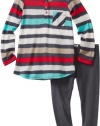 Splendid Littles Girls 2-6x Toddler Oasis Stripe Tunic Set, Cactus Bloom, 3T