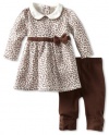 Little Me Baby-Girls Newborn Sweet Leopard Dress and Legging Set , Brown, 6 Months