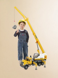 Incredibly realistic 1:16 scale model provides hours of imaginative play, with opening doors, lift-up hood displaying engine block, folding side mirror, telescoping/pivoting crane and hand-cranked winch.Plastic About 26L X 7¼W X 10½H plus crane Recommended for ages 3 and up Made in Germany