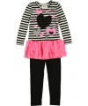 Beautees Heart of Glitter 2-Piece Outfit (Sizes 4 - 6X) - pink/black, 6x