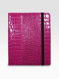 Secure and protect your iPad within this croco-embossed leather case, thoughtfully designed with inner leather-wrapped corner straps that allow you to hold the device vertically or horizontally.Fits first- and second-generation iPadsFor vertical and horizontal useLeatherChamois cloth lining8½W X 10HMade in USA