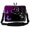 17 inch Butterfly Heart Design Laptop Sleeve Bag Carrying Case with Hidden Handle & Adjustable Shoulder Strap for 16 17 17.3 Apple Macbook, Acer, Asus, Dell, Hp, Sony, Toshiba, and More