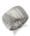 A touch of glass gives this cuff bracelet from Alfani an elegant touch. Crafted from silver-tone mixed metal, the accents adorning it adds luster. Approximate diameter: 2-1/4 inches.