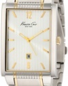 Kenneth Cole New York Men's KC9034 Classic Rectangle Analog Two-Tone Date Watch