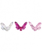 Faceted crystal butterflies in three shades of pink work as a trio or individually to freshen up a room. Beautiful in a window sill or bookcase.