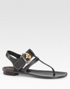 Leather slingback with buckle hardware, intricate stitching and a thong front. Leather upperLeather lining and soleMade in ItalyOUR FIT MODEL RECOMMENDS ordering one half size down as this style runs large. 