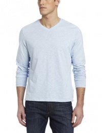 Calvin Klein Sportswear Men's Long Sleeve Solid V-Neck Tee, Cashmere Blue, X-Large