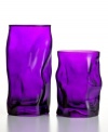 Glassware that gets noticed. Bormioli Rocco teams a funky organic shape and vibrant purple hue in easy-care highball glasses made for modern tables.