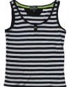 Lauren Active Women's Striped Waffle Knit Yoga Tank Top (Navy Blue/White) (X-Large)