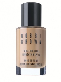 Bobbi's popular moisturizing formula provides SPF 15 sun protection while it hydrates skin and delivers a soft, beautiful finish. The formula is buildable, allowing medium to full coverage as desired. Available in a range of skin-tone-correct shades. For Normal to Dry skin types. 