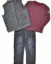 Calvin Klein Boys 2-7 Tee And Jean Canvas Puffy Vest