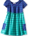 Splendid Littles Baby-girls Infant Lacrosse Stripe Dress, Shamrock/Bluejay, 18-24 Months