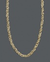 A simple gold chain to add a hint of sophistication. This elegant necklace features intricate interlocking links set in 14k gold. Spring ring clasp. Approximate length: 18 inches.